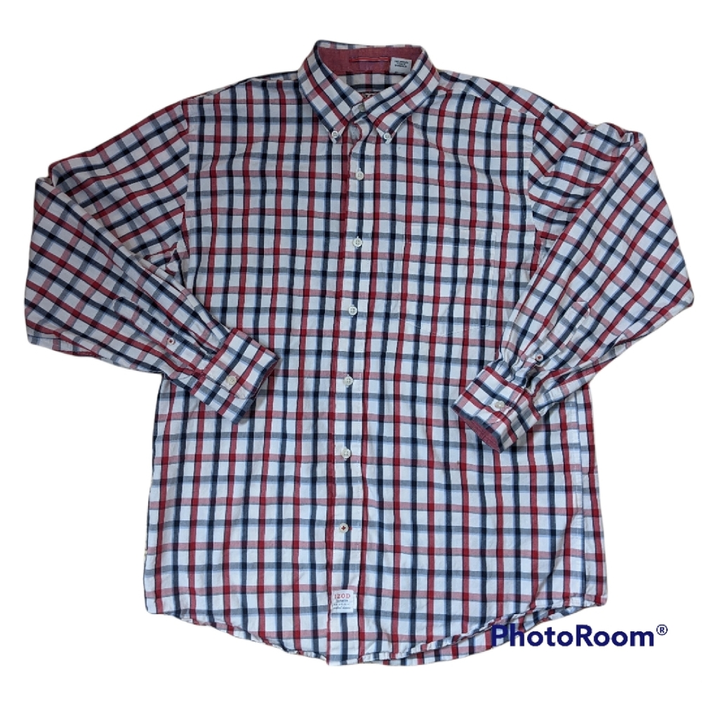 Izod Men's Long Sleeve Plaid Button Down Shirt Size Medium